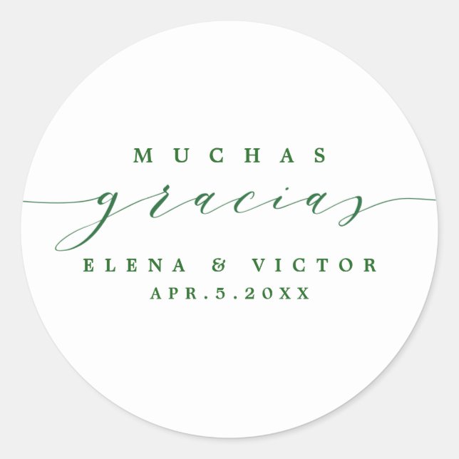 ELEGANT SCRIPT MUCHAS GRACIAS | DANK IHNEN STICKER (Vorderseite)