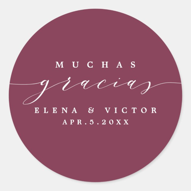 ELEGANT SCRIPT MUCHAS GRACIAS | DANK IHNEN STICKER (Vorderseite)