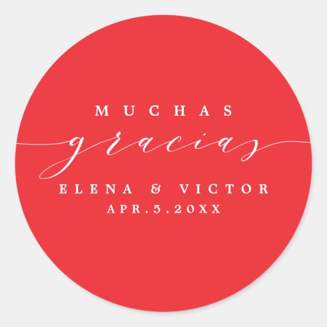 ELEGANT SCRIPT MUCHAS GRACIAS | DANK IHNEN STICKER (Vorderseite)