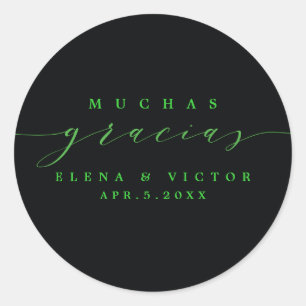 ELEGANT SCRIPT MUCHAS GRACIAS   DANK IHNEN STICKER