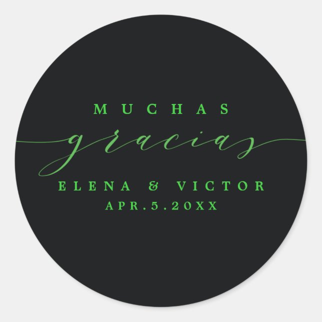 ELEGANT SCRIPT MUCHAS GRACIAS | DANK IHNEN STICKER (Vorderseite)