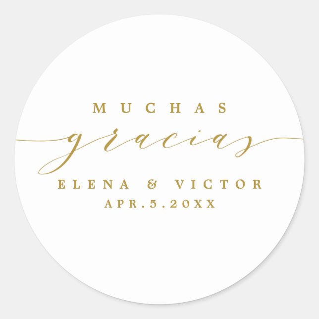 ELEGANT SCRIPT MUCHAS GRACIAS | DANK IHNEN STICKER (Vorderseite)