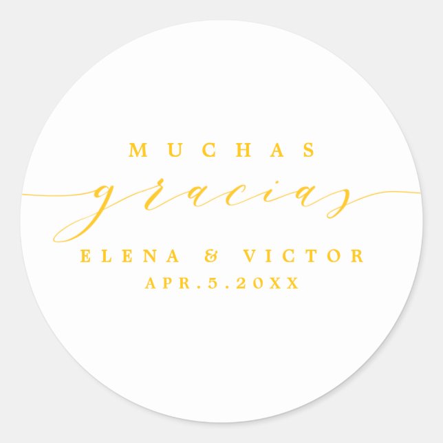 ELEGANT SCRIPT MUCHAS GRACIAS | DANK IHNEN STICKER (Vorderseite)