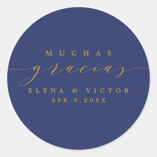 ELEGANT SCRIPT MUCHAS GRACIAS | DANK IHNEN STICKER (Vorderseite)