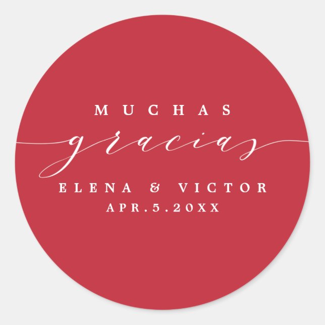 ELEGANT SCRIPT MUCHAS GRACIAS | DANK IHNEN STICKER (Vorderseite)