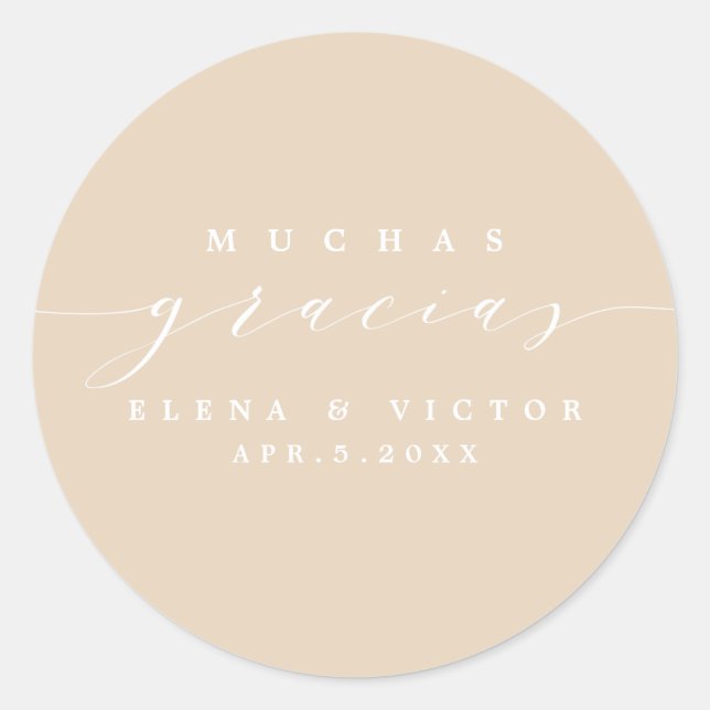 ELEGANT SCRIPT MUCHAS GRACIAS | DANK IHNEN STICKER (Vorderseite)