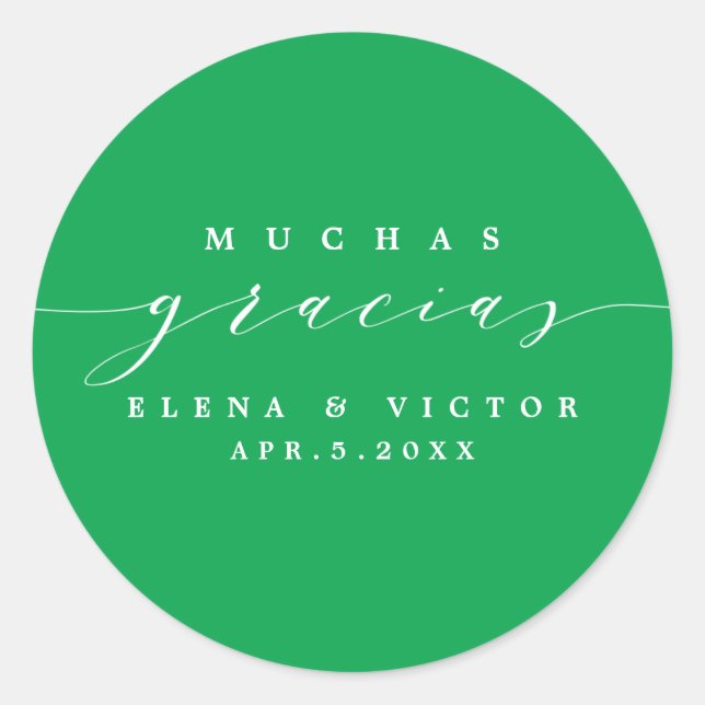 ELEGANT SCRIPT MUCHAS GRACIAS | DANK IHNEN STICKER (Vorderseite)