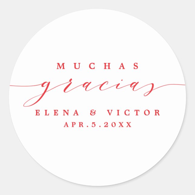 ELEGANT SCRIPT MUCHAS GRACIAS | DANK IHNEN STICKER (Vorderseite)