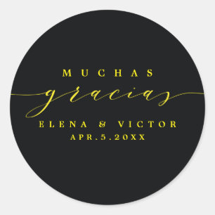 ELEGANT SCRIPT MUCHAS GRACIAS   DANK IHNEN STICKER