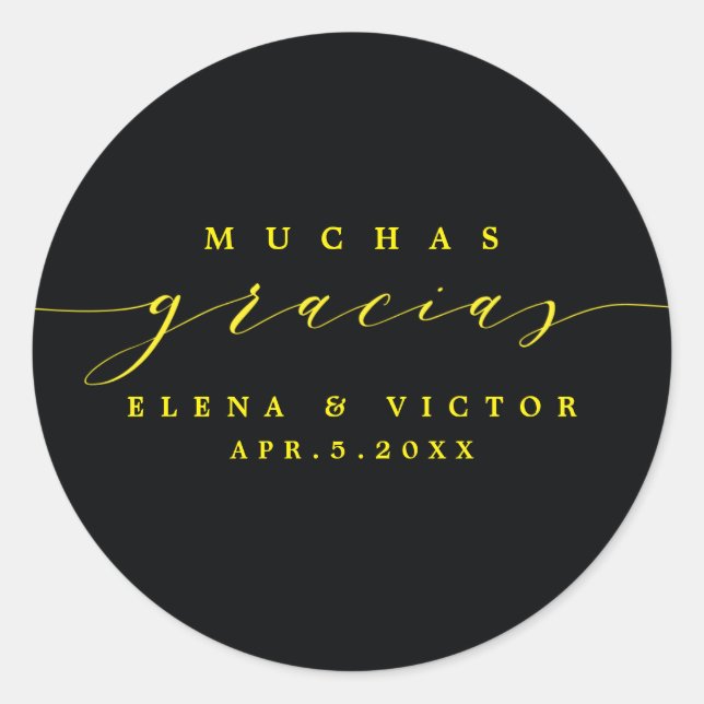 ELEGANT SCRIPT MUCHAS GRACIAS | DANK IHNEN STICKER (Vorderseite)