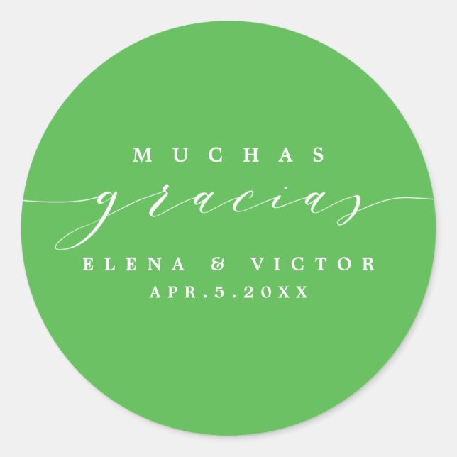 ELEGANT SCRIPT MUCHAS GRACIAS | DANK IHNEN STICKER (Vorderseite)