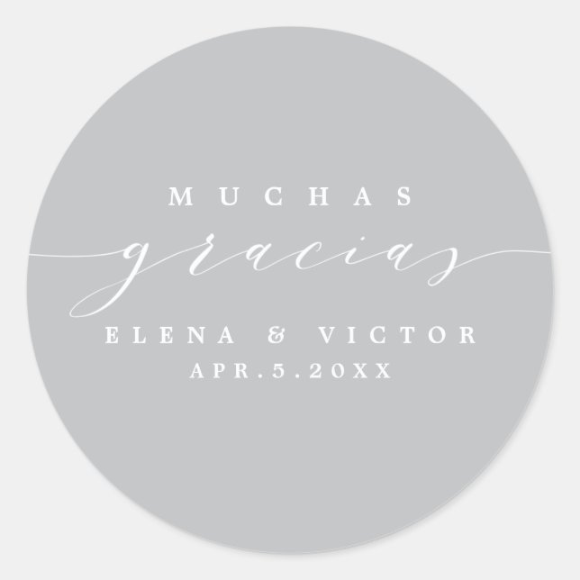 ELEGANT SCRIPT MUCHAS GRACIAS | DANK IHNEN STICKER (Vorderseite)