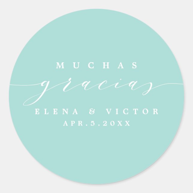 ELEGANT SCRIPT MUCHAS GRACIAS | DANK IHNEN STICKER (Vorderseite)