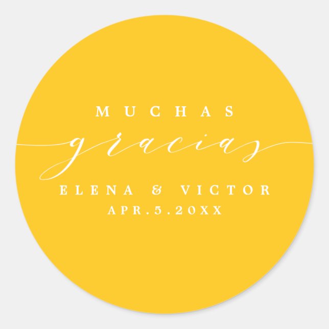 ELEGANT SCRIPT MUCHAS GRACIAS | DANK IHNEN STICKER (Vorderseite)