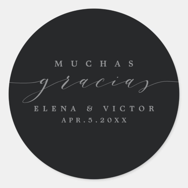 ELEGANT SCRIPT MUCHAS GRACIAS | DANK IHNEN STICKER (Vorderseite)