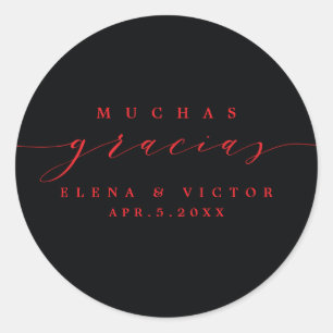 ELEGANT SCRIPT MUCHAS GRACIAS   DANK IHNEN STICKER