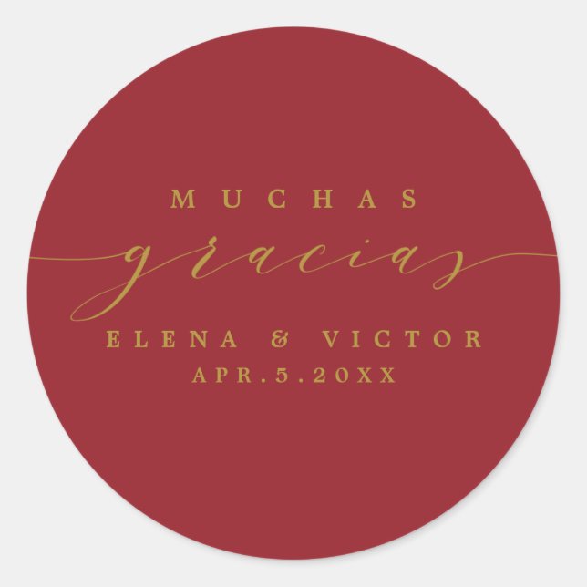 ELEGANT SCRIPT MUCHAS GRACIAS | DANK IHNEN STICKER (Vorderseite)