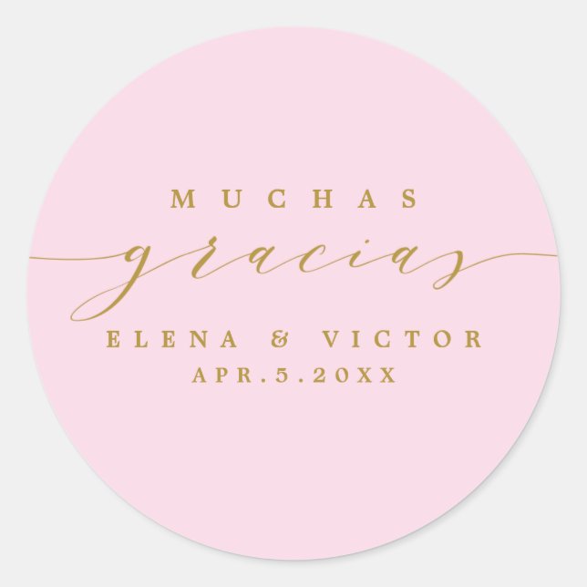 ELEGANT SCRIPT MUCHAS GRACIAS | DANK IHNEN STICKER (Vorderseite)
