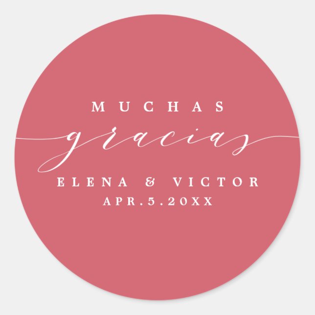 ELEGANT SCRIPT MUCHAS GRACIAS | DANK IHNEN STICKER (Vorderseite)