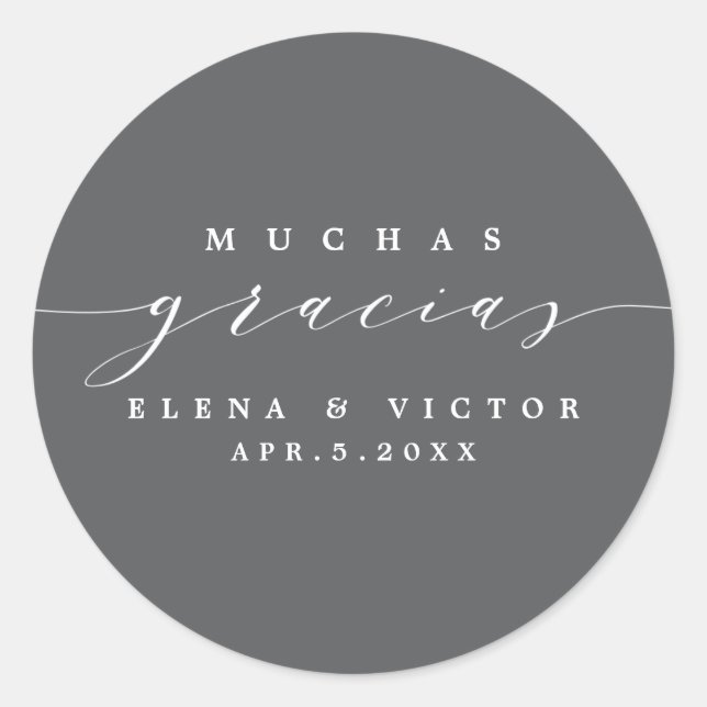 ELEGANT SCRIPT MUCHAS GRACIAS | DANK IHNEN STICKER (Vorderseite)