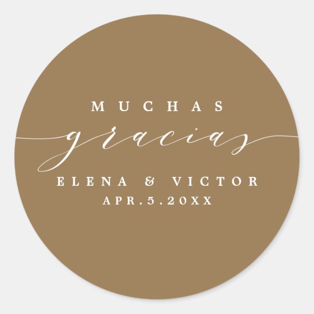ELEGANT SCRIPT MUCHAS GRACIAS | DANK IHNEN STICKER (Vorderseite)