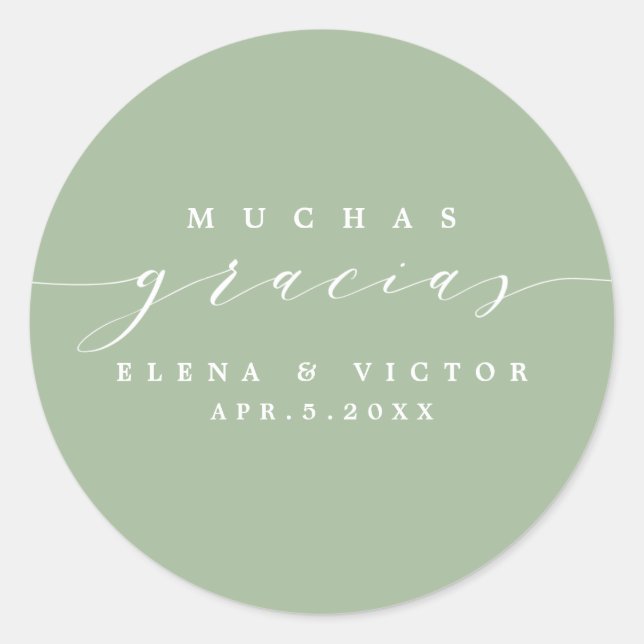 ELEGANT SCRIPT MUCHAS GRACIAS | DANK IHNEN STICKER (Vorderseite)