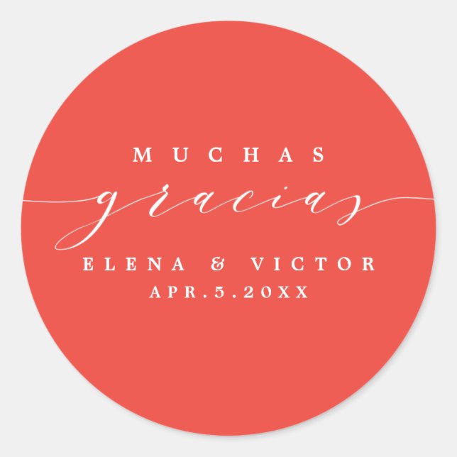ELEGANT SCRIPT MUCHAS GRACIAS | DANK IHNEN STICKER (Vorderseite)