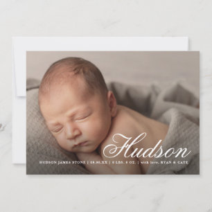 Elegant Script Name baby foto birth Ankündigung
