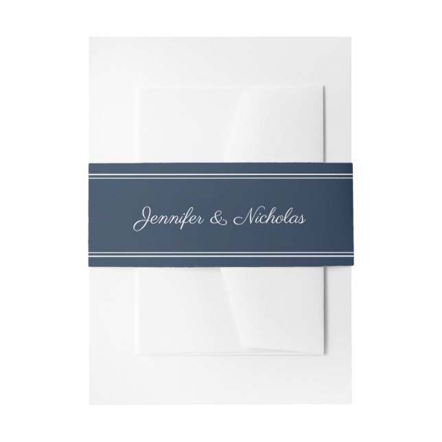 Elegant Script Navy Bue Wedding Einladungsbanderole (Vorderseite Beispiel)