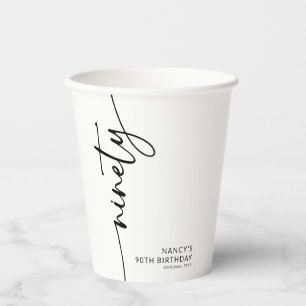 Elegant Script Neunzig 90. Geburtstag Pappbecher