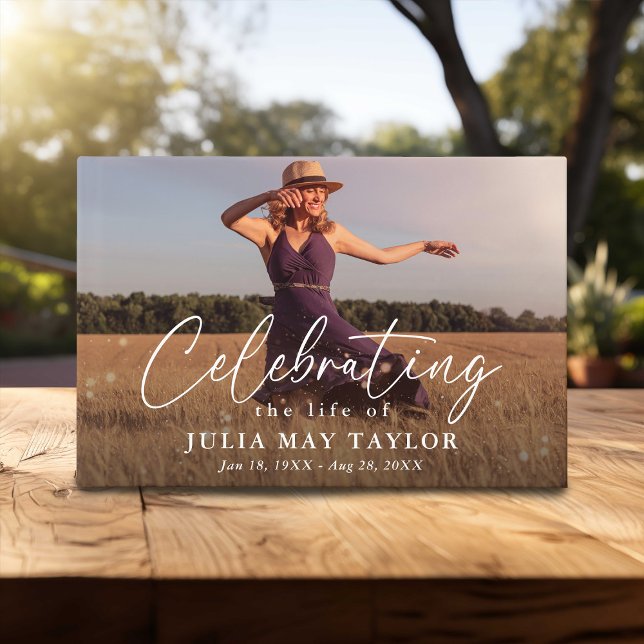 Elegant Script Photo Celebrating the Life of  Gästebuch (Von Creator hochgeladen)