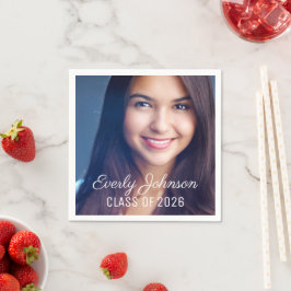 Elegant Script Photo Class of 2026 Party Serviette