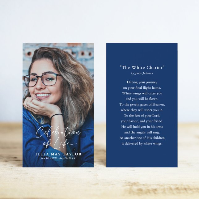 Elegant Script Photo Funeral Prayer Card (Von Creator hochgeladen)