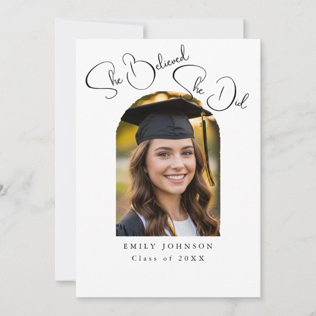 Elegant Script Photo Graduation Announcement Einladung (Vorderseite)