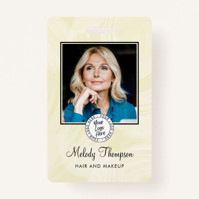 Elegant Script Photo Logo Makeup Hair Ausweis (Vorderseite)
