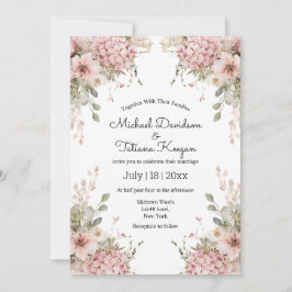 elegant script pink floral minimal modern wedding einladung