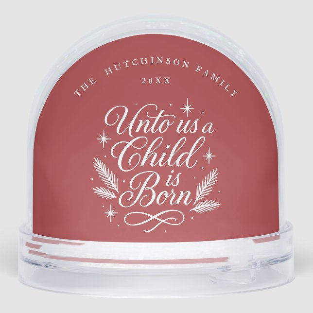 Elegant Script Red Photo Religious Schneekugeln (Rückseite)