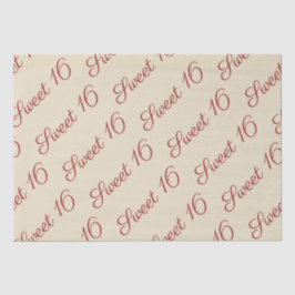 Elegant Script Red Sweet 16 Birthday Tan Seidenpapier