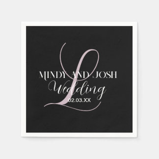 Elegant Script Rose Initial Wedding Favor  Serviette