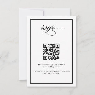 Elegant Script Schwarz und Hochzeits-QR-Code RSVP Karte