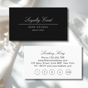 Elegant Script Schwarz-Weiß-Salon 5 Treuekarte Visitenkarte