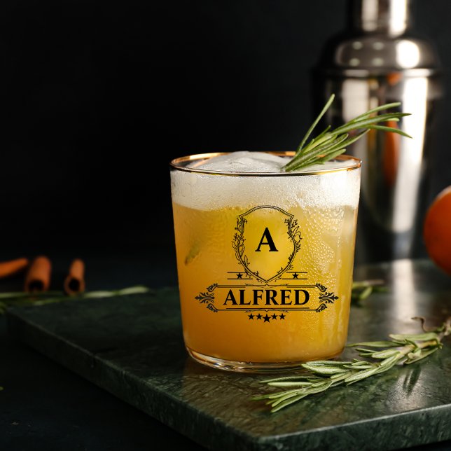 ELegant Script Trauzeuge Monogram Brautparty Whiskyglas (Von Creator hochgeladen)