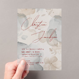 Elegant Script Typography Modern Cream Wedding Acryleinladungen