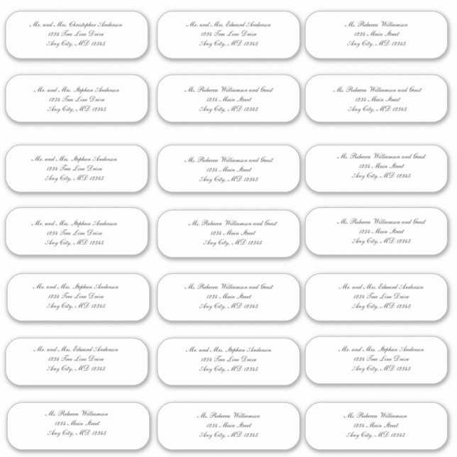 Elegant Script Wedding Envelope Address Stickers Aufkleber (Vorderseite)