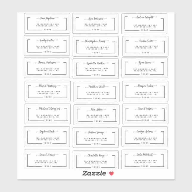 Elegant Script Wedding Guest Address Labels (Blatt)