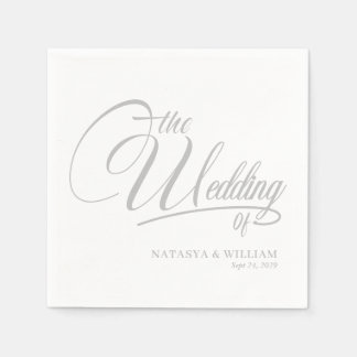 Elegant Script Wedding Napkins with Names Serviette