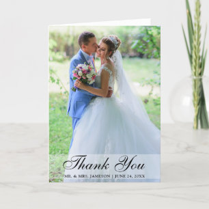 Elegant Script Wedding Photo Thank You Fold Dankeskarte