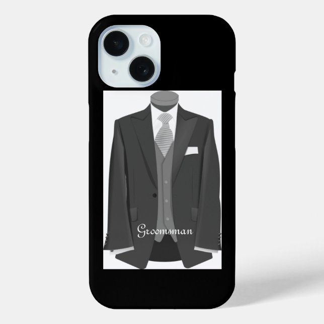 Elegant Script Wedding Tuxedo Suit Groomsman Case-Mate iPhone Hülle (Rückseite)