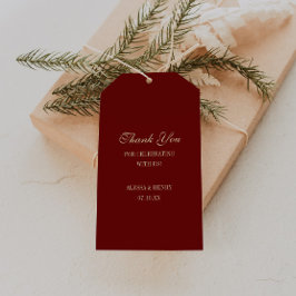 Elegant Script Wine Red Wedding Favor Thank You Geschenkanhänger