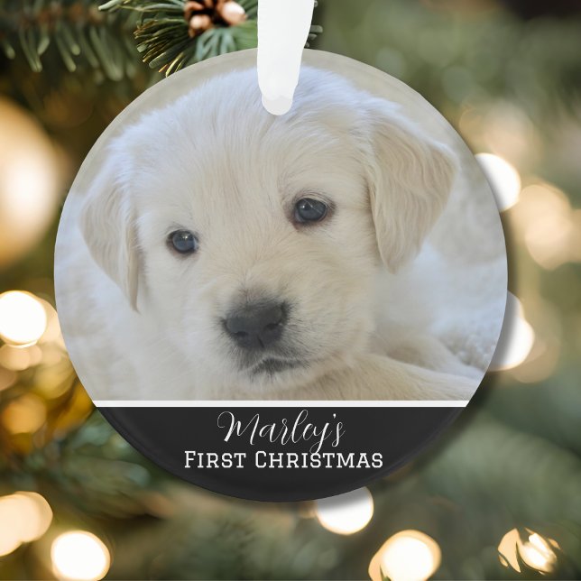 Elegant Scripted Pet's First Christmas Ornament (Von Creator hochgeladen)